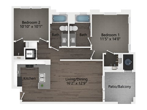 the 1121 floor plan  2 bedroom with 2 baths